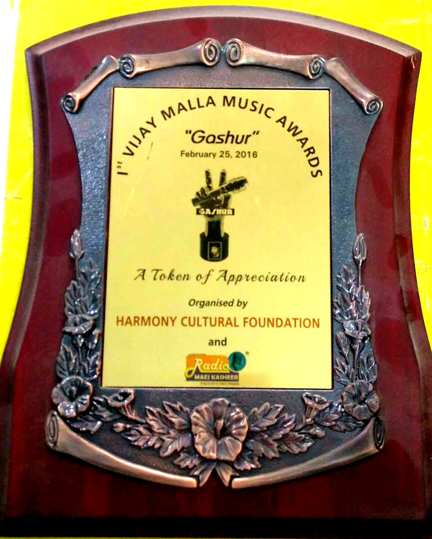 Best Contribution (VIJAY Malla Award-) by Harmony Culture foundation & Radio Mej Kashir. 2016